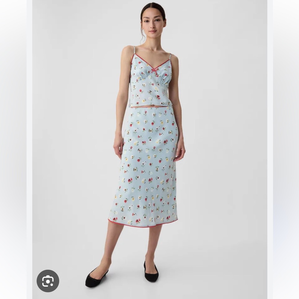 Doen Gap Floral Midi Slip Skirt